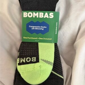 Bombas Men's Athletic Socks - Black and Neon Green